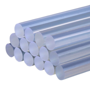 Polycarbonaat rondstaf met hoge slagvastheid en een gladde afwerking, ideaal voor technische en constructieve toepassingen.
