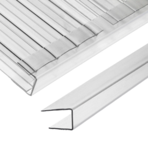 Polycarbonaat U-profiel, duurzaam en veelzijdig voor de afwerking van kanaalplaten.