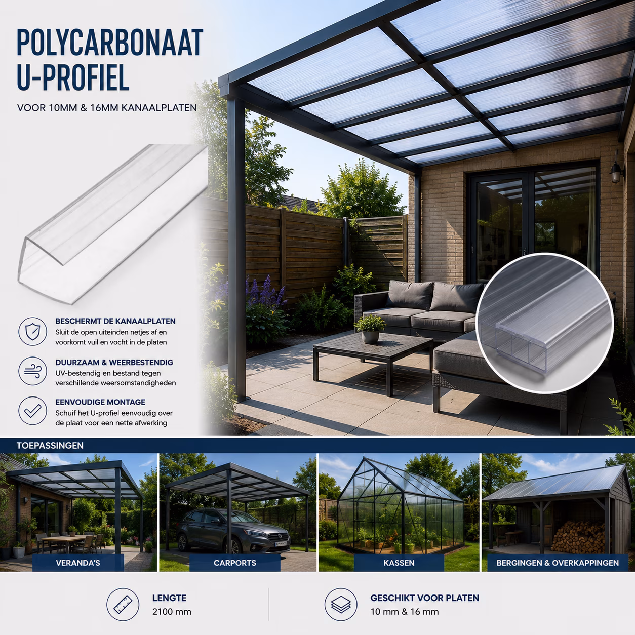 Applications of polycarbonate U-profiles