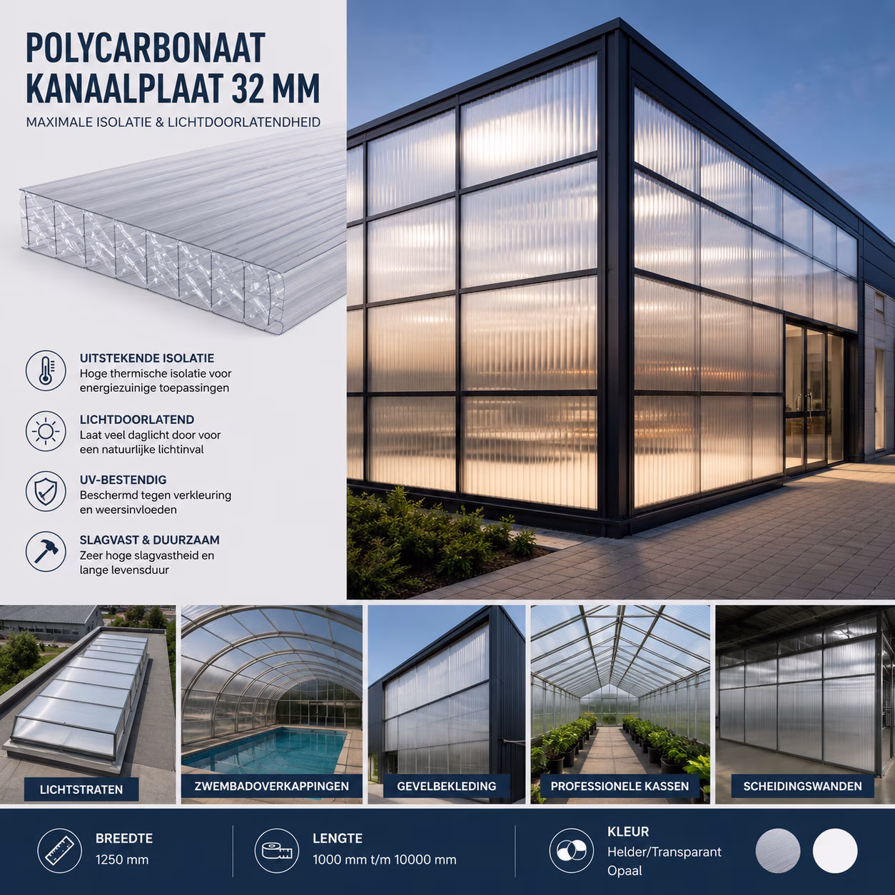 Toepassing Polycarbonaat kanaalplaat 32mm