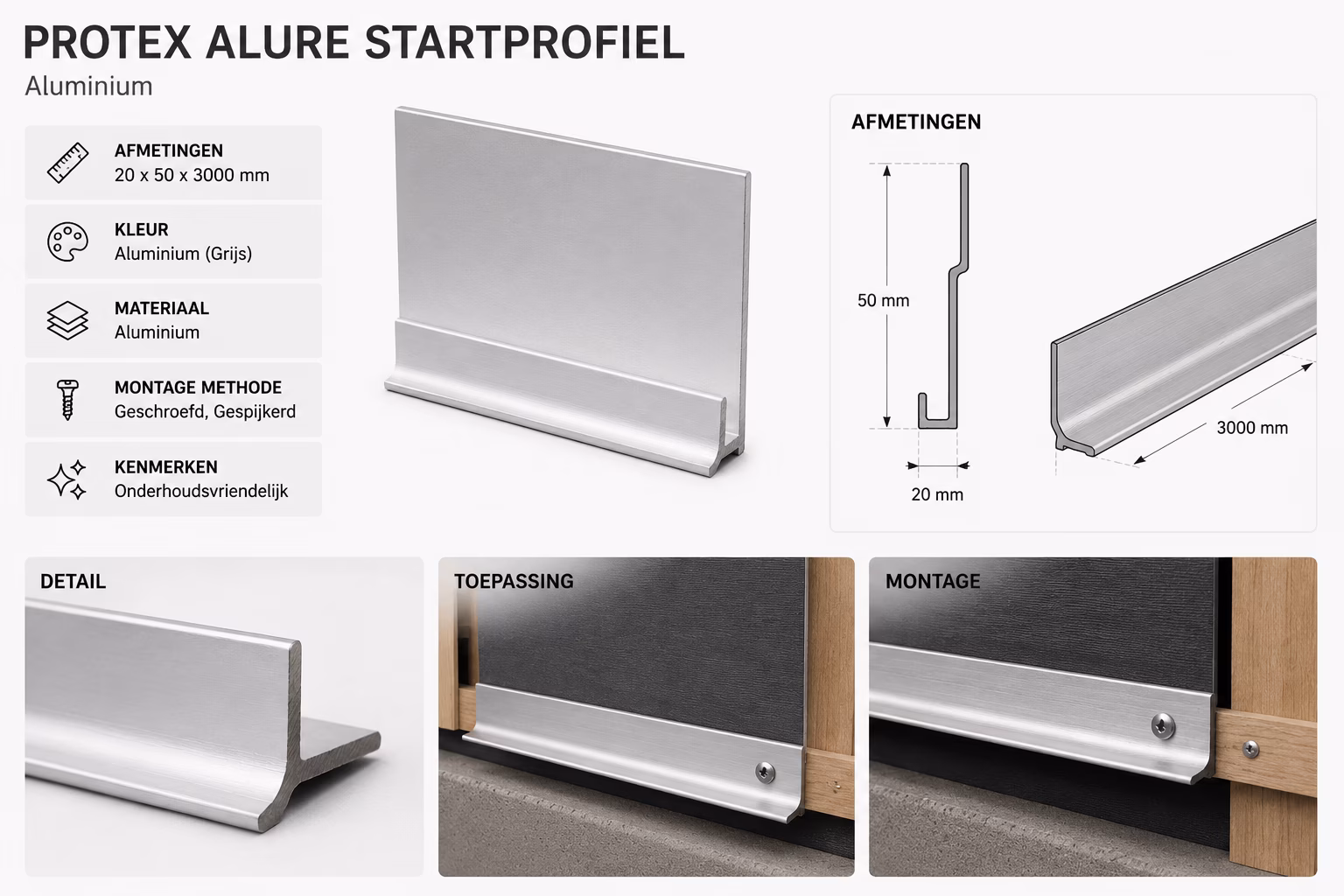 Protex alure startprofiel afmetingen