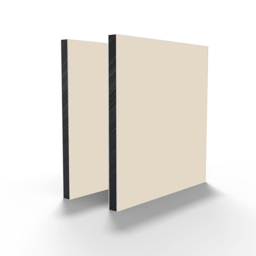 Alu PE plaat in Crème (RAL 9001), een veelzijdige en duurzame plaat voor gevelbekleding, interieur en decoratieve toepassingen.