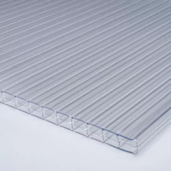 Polycarbonate channel sheet 3-wall transparent, lightweight and durable, ideal for roofing and facade applications.