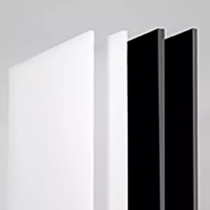 Acrylic sheet available in black or white, ideal for various applications such as interiors, displays and signage.