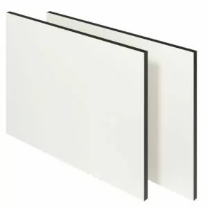 HPL exterior board in white with weather-resistant finish, ideal for cladding and exterior applications.