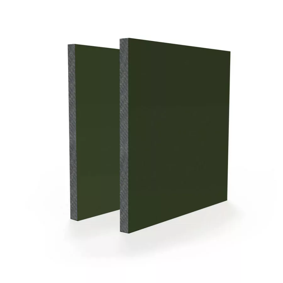 HPL Exterior board in Pine Green (RAL 6009), a stylish and durable board suitable for cladding and various exterior applications.