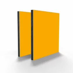 Alu PE plaat in Geel (RAL 1003), een opvallende en duurzame plaat geschikt voor gevelbekleding, interieurtoepassingen en reclame.
