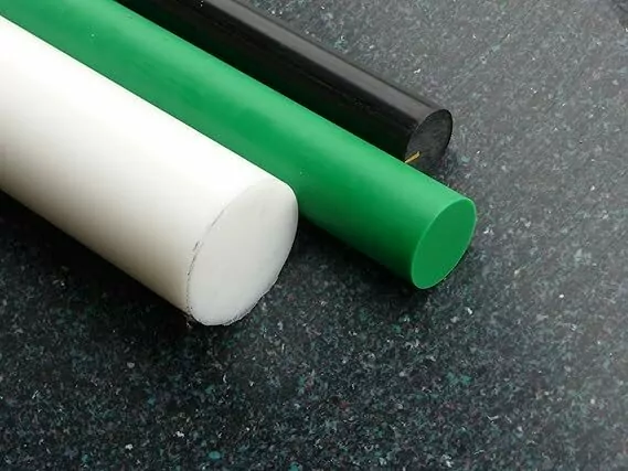 UHMPE round bars, strong and wear-resistant plastic bars for industrial and technical applications.